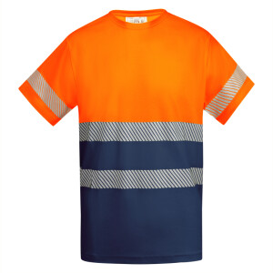 Roly Κοντομάνικο Μπλουζάκι Εργασίας Tauri Navy Blue / Fluor Orange