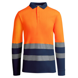Roly Μακρυμάνικο Polo Εργασίας Atrio LS Navy Blue / Fluor Orange