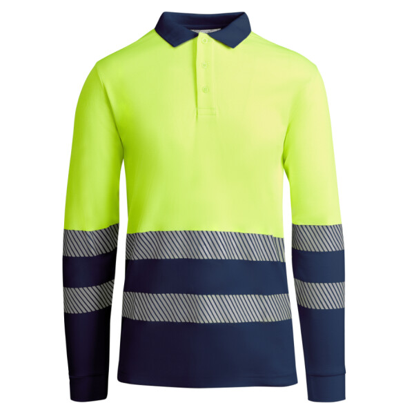 Roly Μακρυμάνικο Polo Εργασίας Atrio LS Navy Blue / Fluor Yellow
