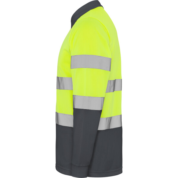 Roly Μακρυμάνικο Polo Εργασίας Polaris L/S Lead / Fluor Yellow - Image 3
