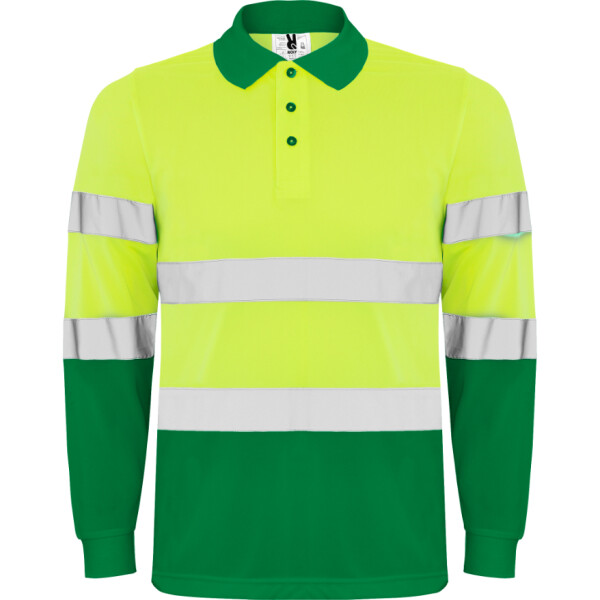 Roly Μακρυμάνικο Polo Εργασίας Polaris L/S Garden Green / Fluor Yellow