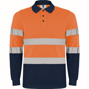 Roly Μακρυμάνικο Polo Εργασίας Polaris L/S Navy Blue / Fluor Orange