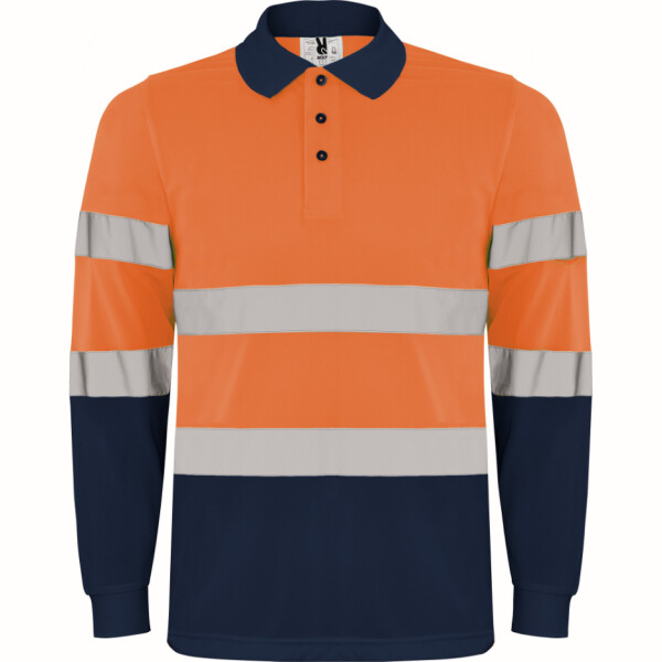 Roly Μακρυμάνικο Polo Εργασίας Polaris L/S Navy Blue / Fluor Orange