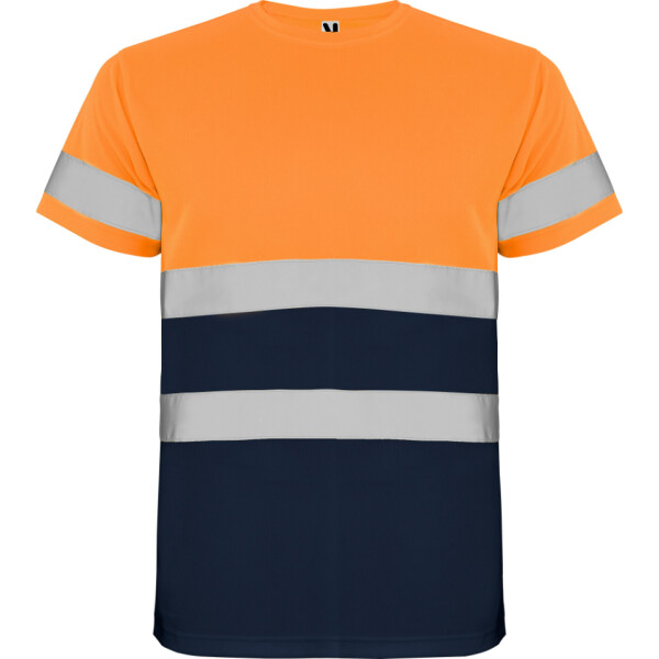 Roly Κοντομάνικο Μπλουζάκι Εργασίας Delta Navy Blue / Fluor Orange