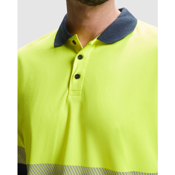 Roly Μακρυμάνικο Polo Εργασίας Vega LS Navy Blue / Fluor Yellow - Image 2