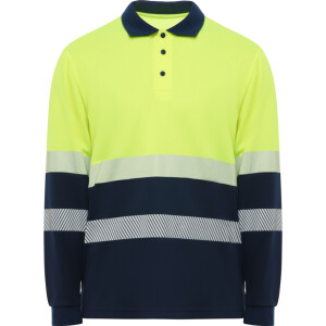 Roly Μακρυμάνικο Polo Εργασίας Vega LS Navy Blue / Fluor Yellow