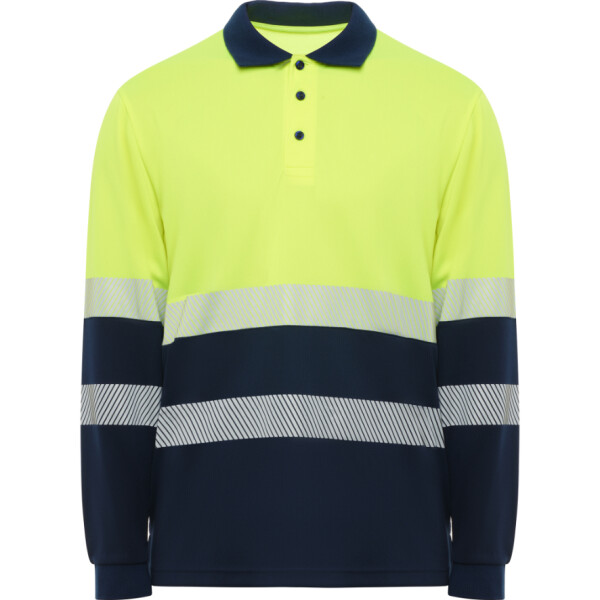 Roly Μακρυμάνικο Polo Εργασίας Vega LS Navy Blue / Fluor Yellow