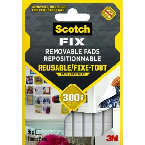 Scotch-Fix™ Removable Adhesive Pads 301008C36-P 11mm x 15mm