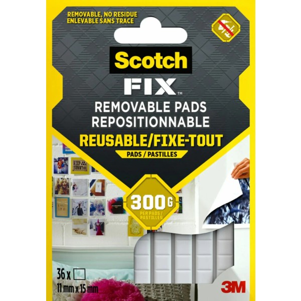Scotch-Fix™ Removable Adhesive Pads 301008C36-P 11mm x 15mm