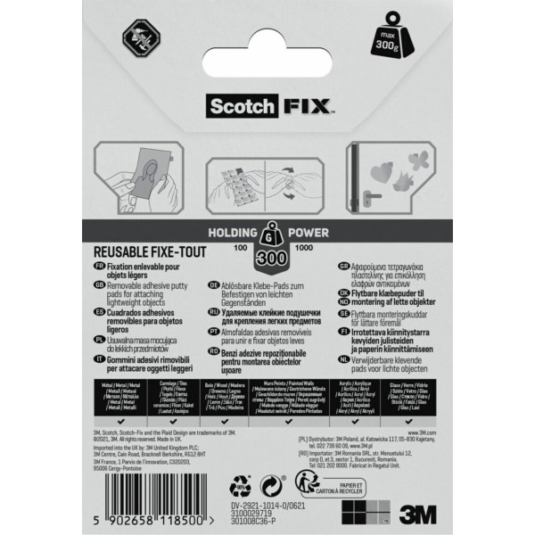 Scotch-Fix™ Removable Adhesive Pads 301008C36-P 11mm x 15mm - Image 4