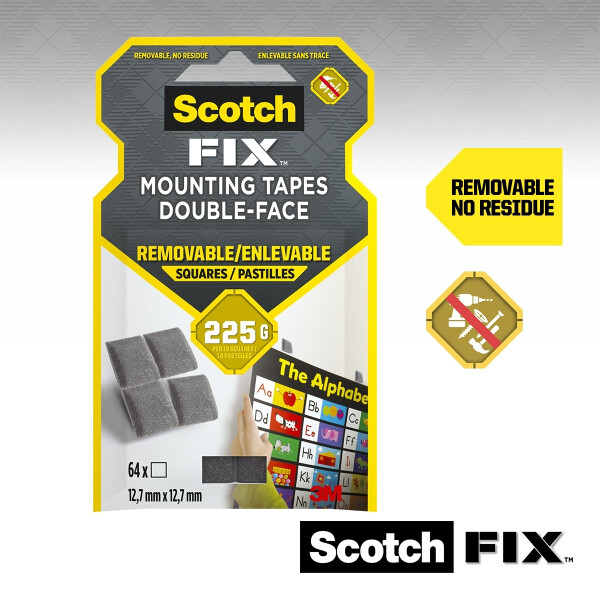 Scotch-Fix™ Removable Mounting Squares 108-ST64-P, 12,7mm x 12,7mm - Image 3