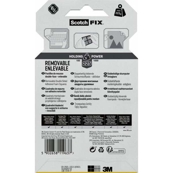 Scotch-Fix™ Removable Mounting Squares 108-ST64-P, 12,7mm x 12,7mm - Image 4