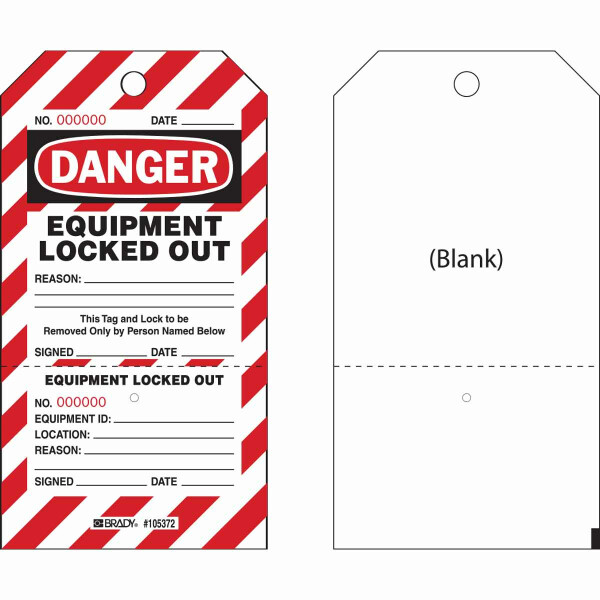 Brady Two-Part Perforated Tag - DANGER Equipment Locked Out