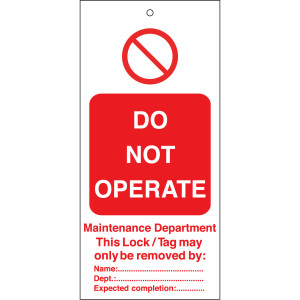 Brady Warning Tags - Do not operate Maintenance
