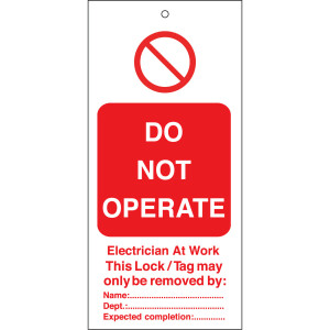 Brady Warning Tags - Do not operate Electrician
