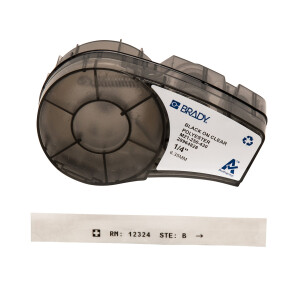 Brady Harsh Environment Multi-purpose Clear Polyester Labels with Ribbon for M210, M211 Black On Transparent