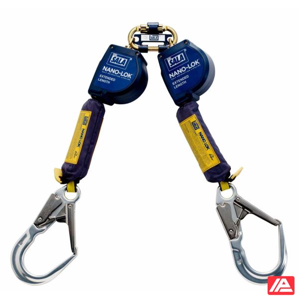 3M™ DBI-SALA® Nano-Lok™ Self-Retracting Lifeline - XL Extended Length - Twin Leg - Quick Connector - Web - Twin Leg - 2.8m