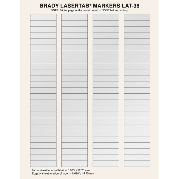 Brady LaserTab Metallized Polyester Labels