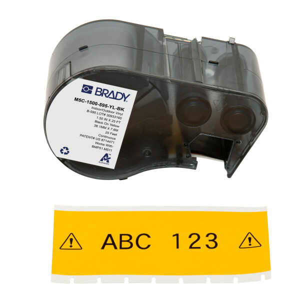 Brady M510 BMP51 BMP53 M511 Indoor Outdoor Vinyl Labels Black on Yellow