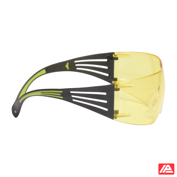 3M™ SecureFit™ 400 Safety Glasses Black/Green frame Anti-Scratch / Anti-Fog Amber Lens SF403AS/AF-EU - Image 3
