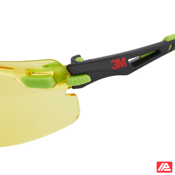 3M™ Solus™ 1000 Safety Glasses Green/Black Frame Scotchgard™ Anti-Fog Anti-Scratch Coating (K&N) Amber Lens S1203SGAF-EU - Image 3