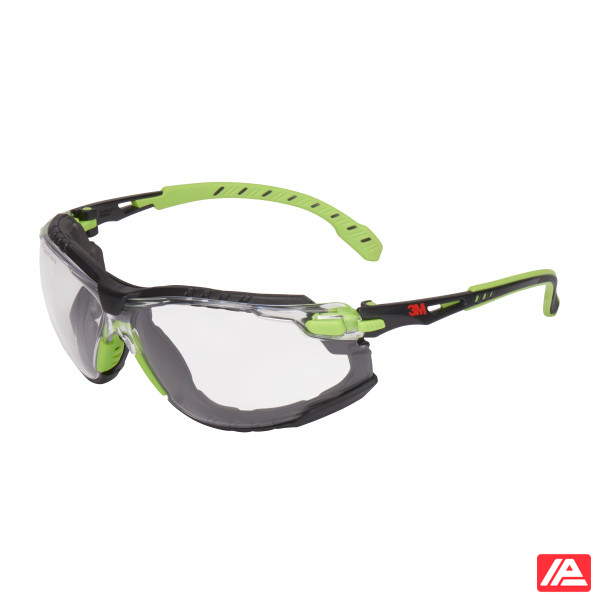 3M™ Solus™ 1000 Safety Glasses Green / Black Frame Scotchgard™ Anti-Fog/Anti-Scratch Coating (K&N) Clear lens TPE Gasket and Strap S1201SGAF-TSKT-EU - Image 3