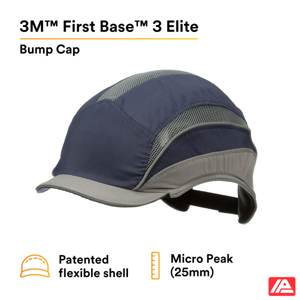 3M™ First Base™ 3 Bump Cap 2031215 Elite Navy/Grey Micro Peak 25mm - Image 5