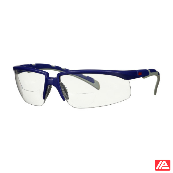 3M™ Solus™ 2000 Safety Glasses Blue/Grey Temples Anti-Fog/Anti-Scratch Reader +2.0 Clear Lens S2020AF-BLU - Image 3