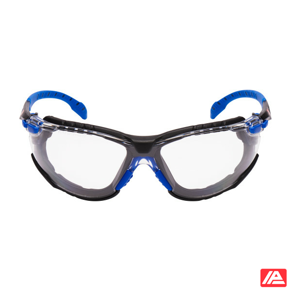 3M™ Solus™ 1000 Safety Glasses Blue/Black Frame Scotchgard™ Anti-Fog /Anti-Scratch Coating (K&N) Clear Lens Foam Gasket and Strap S1101SGAFKT-EU - Image 2