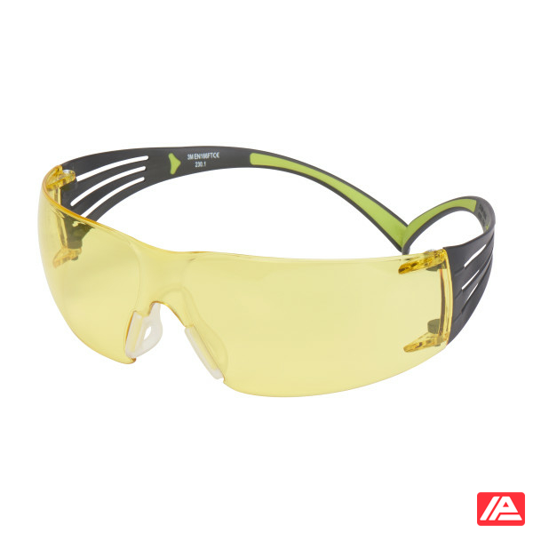 3M™ SecureFit™ 400 Safety Glasses Black/Green frame Anti-Scratch / Anti-Fog Amber Lens SF403AS/AF-EU