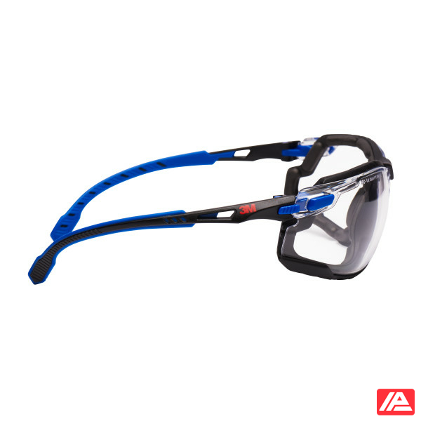 3M™ Solus™ 1000 Safety Glasses Blue/Black Frame Scotchgard™ Anti-Fog /Anti-Scratch Coating (K&N) Clear Lens Foam Gasket and Strap S1101SGAFKT-EU - Image 5