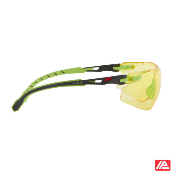 3M™ Solus™ 1000 Safety Glasses Green/Black Frame Scotchgard™ Anti-Fog Anti-Scratch Coating (K&N) Amber Lens S1203SGAF-EU - Image 4