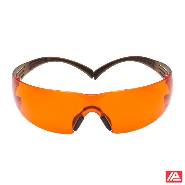 3M™ SecureFit™ 400 Safety Glasses Black/Brown Frame Scotchgard™ Anti-Fog/Anti-Scratch Coating (K&N) Orange Lens SF406SGAF-BLA-EU - Image 2