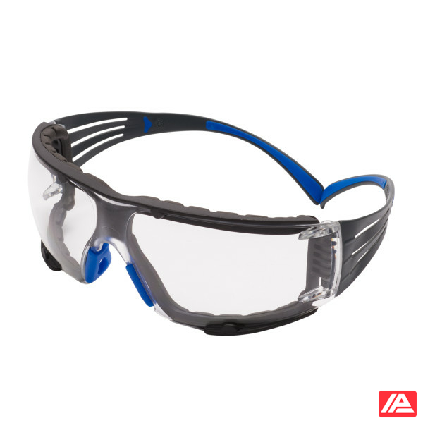 3M™ SecureFit™ 400 Safety Glasses Blue/Grey Frame Foam Scotchgard™ Anti-Fog/Anti-Scratch Coating (K&N) Clear Lens SF401SGAF-BLU-F-EU