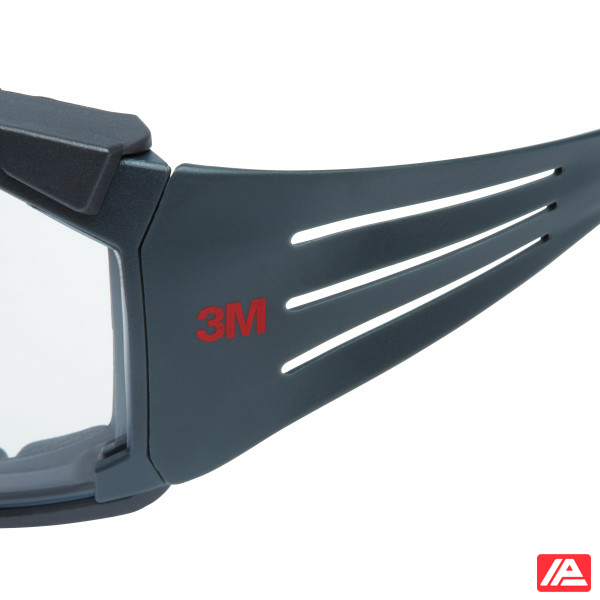 3M™ SecureFit™ Safety Glasses Grey Frame Foam Scotchgard™ Anti-Fog Clear Lens SF601SGAF/FI-EU - Image 3