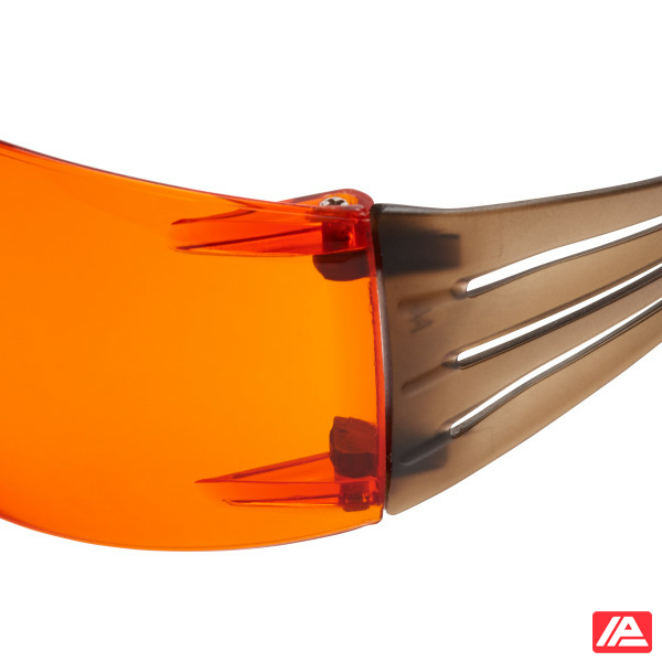 3M™ SecureFit™ 400 Safety Glasses Black/Brown Frame Scotchgard™ Anti-Fog/Anti-Scratch Coating (K&N) Orange Lens SF406SGAF-BLA-EU - Image 4