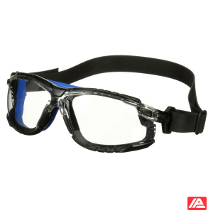 3M™ Solus™ 1000 Safety Glasses Blue / Black Frame Scotchgard™ Anti-Fog/Anti-Scratch Coating (K&N) Clear lens TPE Gasket and Neoprene Strap S1101NSGAF-TSKT-EU