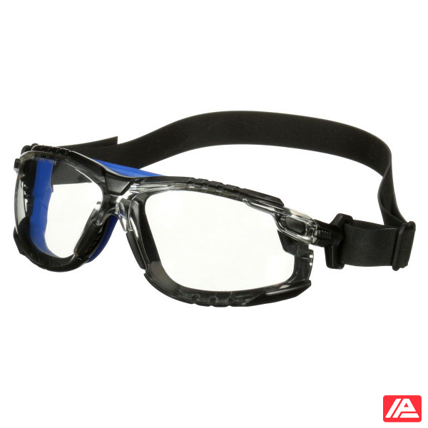 3M™ Solus™ 1000 Safety Glasses Blue / Black Frame Scotchgard™ Anti-Fog/Anti-Scratch Coating (K&N) Clear lens TPE Gasket and Neoprene Strap S1101NSGAF-TSKT-EU