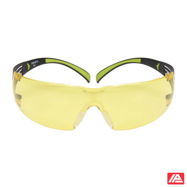 3M™ SecureFit™ 400 Safety Glasses Black/Green frame Anti-Scratch / Anti-Fog Amber Lens SF403AS/AF-EU - Image 2