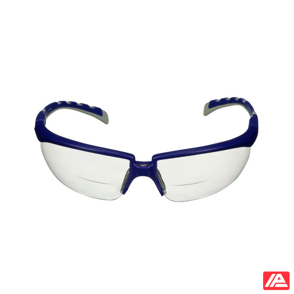 3M™ Solus™ 2000 Safety Glasses Blue/Grey Temples Anti-Fog/Anti-Scratch Reader +2.0 Clear Lens S2020AF-BLU - Image 2