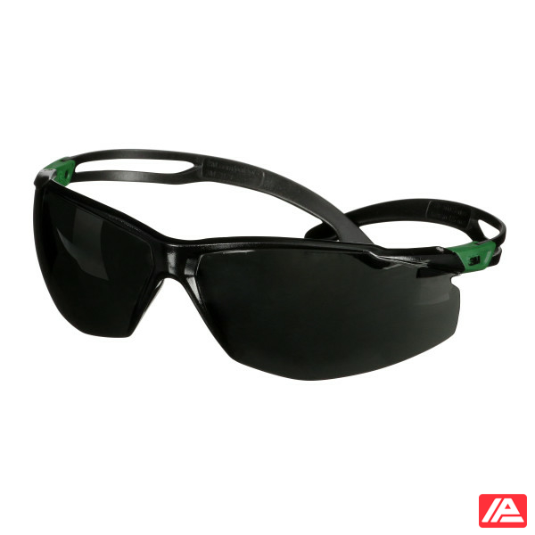 3M™ SecureFit™ 500 Safety Glasses Green/Black frame Anti-Scratch + (K) IR 5.0 Grey lens SF550ASP-GRN-EU