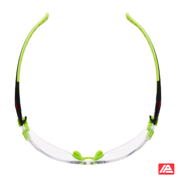 3M™ Solus™ 1000 Safety Glasses Green/Black Frame Scotchgard™ Anti-Fog/Anti-Scratch Coating (K&N) Clear Lens S1201SGAF-EU - Image 4