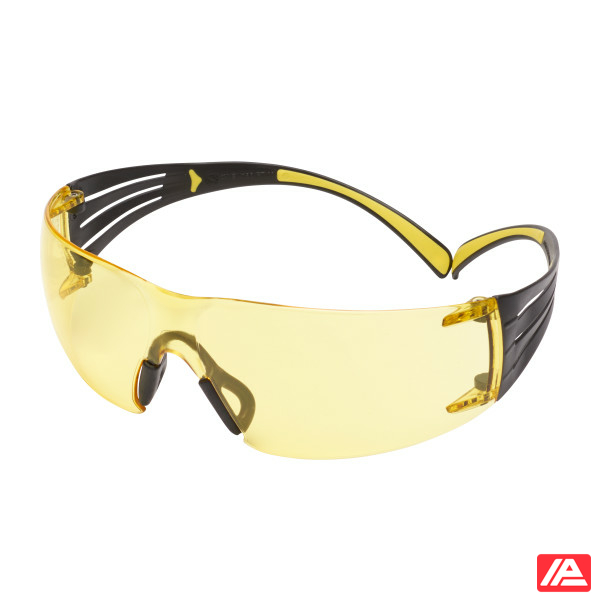 3M™ SecureFit™ 400 Safety Glasses Yellow/Black Frame Scotchgard™ Anti-Fog/Anti-Scratch Coating (K&N) Amber Lens SF403SGAF-YEL-EU