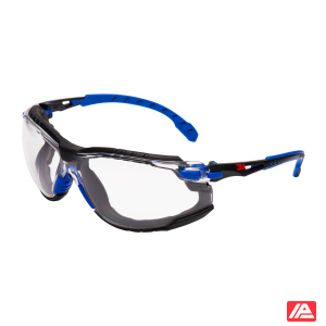 3M™ Solus™ 1000 Safety Glasses Blue/Black Frame Scotchgard™ Anti-Fog /Anti-Scratch Coating (K&N) Clear Lens Foam Gasket and Strap S1101SGAFKT-EU