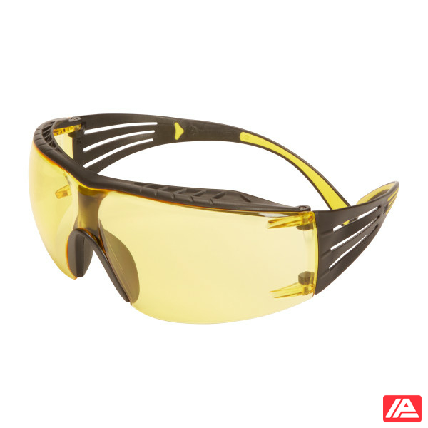 3M™ SecureFit™ 400 Series Safety Glasses SF403XSGAF-YEL Yellow/Black Amber Scotchgard™ Anti-Fog/Anti-Scratch Lens