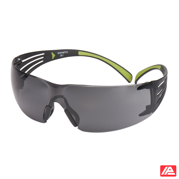 3M™ SecureFit™ 400 Safety Glasses Black/Green frame Anti-Scratch / Anti-Fog Grey Lens SF402AS/AF-EU