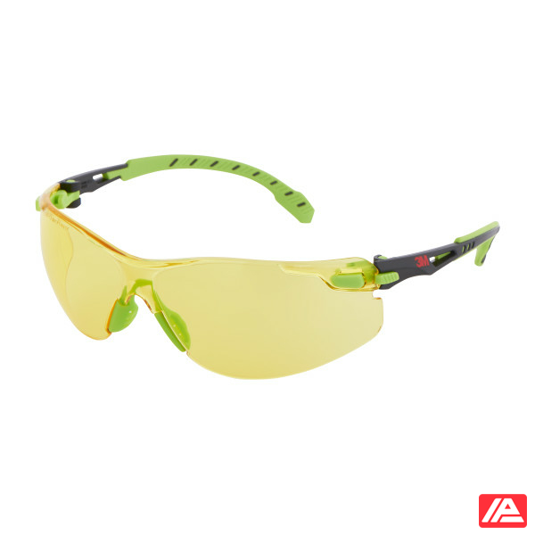 3M™ Solus™ 1000 Safety Glasses Green/Black Frame Scotchgard™ Anti-Fog Anti-Scratch Coating (K&N) Amber Lens S1203SGAF-EU