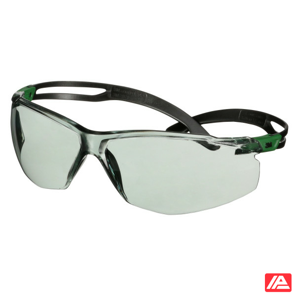 3M™ SecureFit™ 500 Safety Glasses Green/Black frame Anti-Scratch+ (K) IR 1.7 Grey lens SF517ASP-GRN-EU