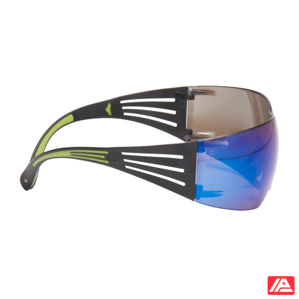 3M™ SecureFit™ 400 Safety Glasses Black/Green frame Anti-Scratch Blue Mirror Lens SF408AS-EU - Image 5