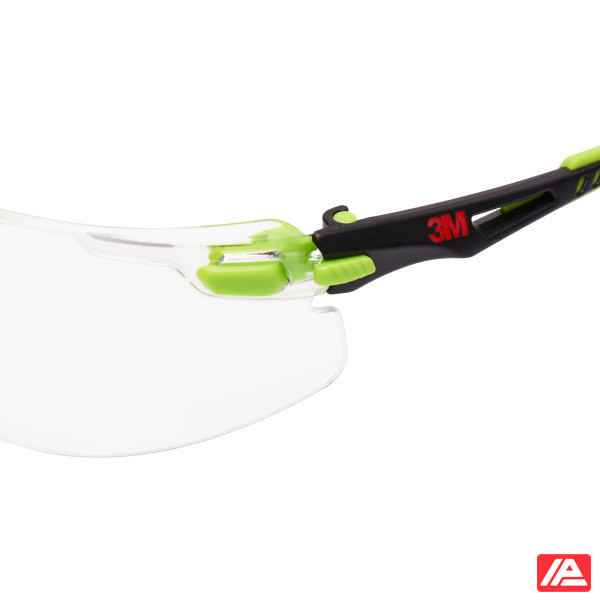 3M™ Solus™ 1000 Safety Glasses Green/Black Frame Scotchgard™ Anti-Fog/Anti-Scratch Coating (K&N) Clear Lens S1201SGAF-EU - Image 6